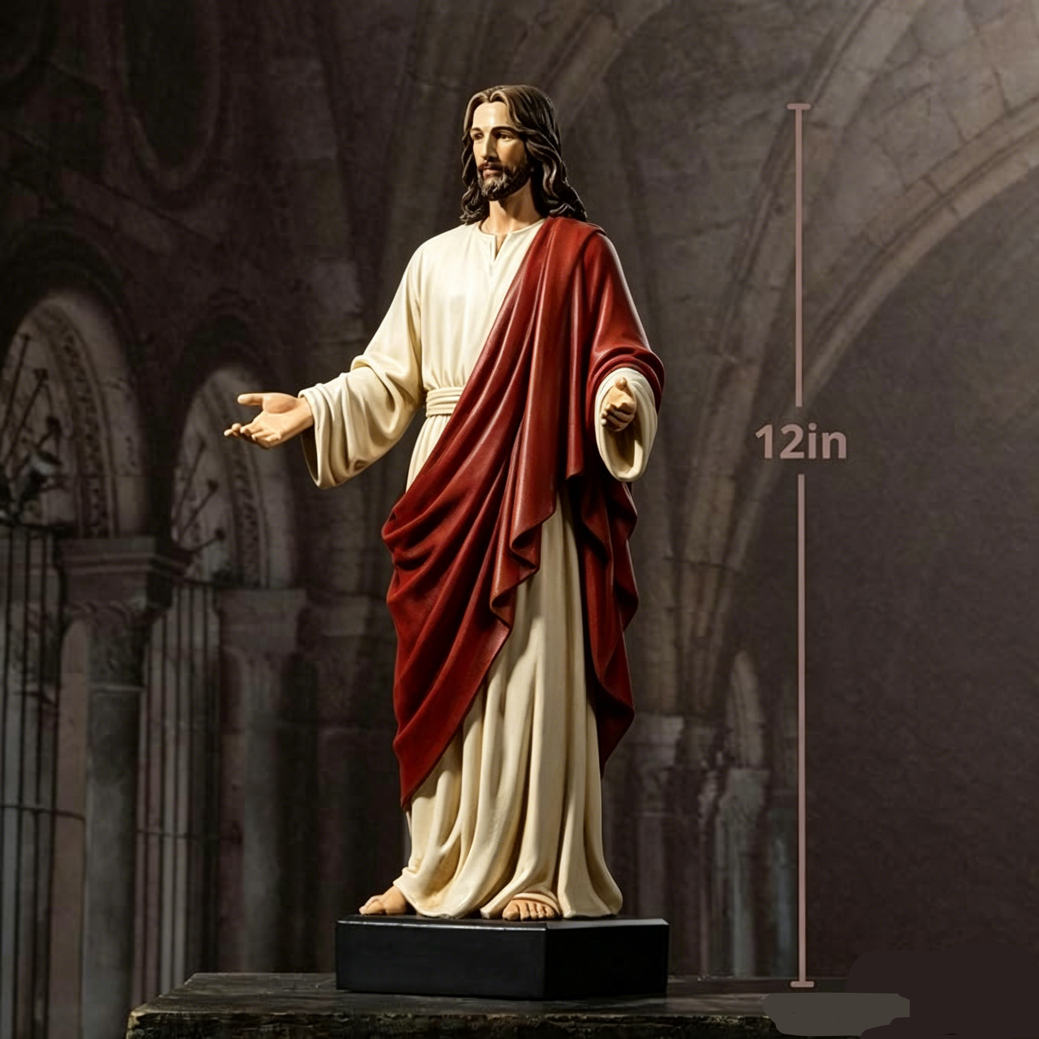 Jesus Christ 1/6 Scale Collectible Figure - 12" Lifelike Inspirational Statue with Fabric Robe & Accessories, Limited Collector's Edition Religious Figure for Home Decor, Church Gift, Devotional Display