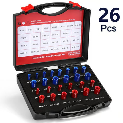 Nut and Bolt Thread Checker - 44 PCS Nut and Bolt Gauges Individually Housed in Case (23 Inch & 21 Metric) Specially Suitable for Size Check on Tricky and Narrow Area