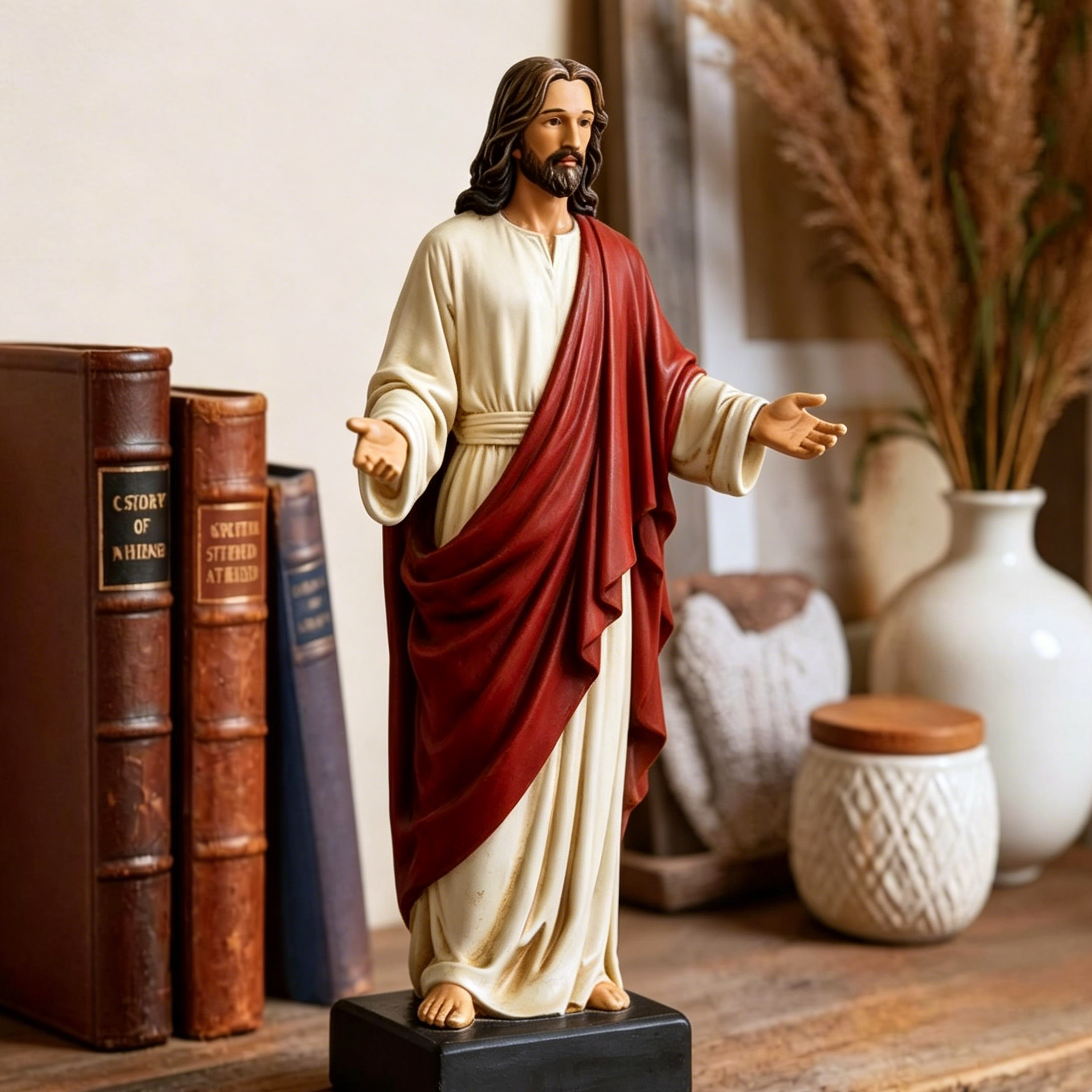Jesus Christ 1/6 Scale Collectible Figure - 12" Lifelike Inspirational Statue with Fabric Robe & Accessories, Limited Collector's Edition Religious Figure for Home Decor, Church Gift, Devotional Display