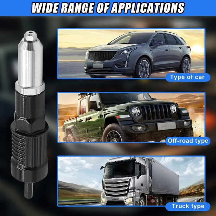 Pop Rivet Gun Adapter Kit, Rivet Drill Attachment with 4 Rivets Heads 2.4mm/3.2mm/4.0mm/4.8mm, Cordless Electric Drill Riveter Insert Nut Tool, Cordless Rivet Gun Power Drill Adaptor Kit